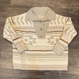 Cozy Southwestern Sweater with Button Collar